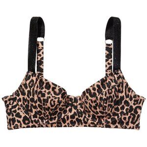 Victoria Secret 32D Shine Strap Wicked Bikini Top Straps Underwire Sexy Leopard